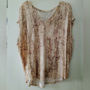 Women's White House Black Market Beige Snake Print Top